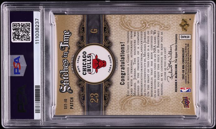 2007 UD Chronology Stitches In Time Michael Jordan PATCH AUTO DNA 10 /5 #SIT-JO PSA AUTH