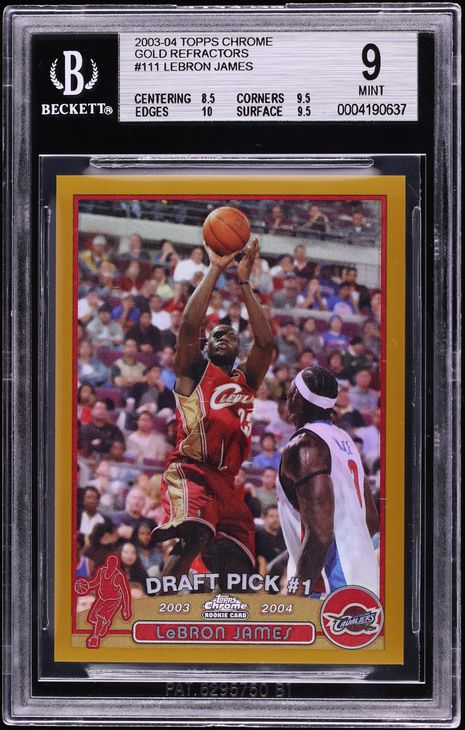 2003 Topps Chrome Gold Refractor LeBron James ROOKIE /50 #111 BGS 9 MINT