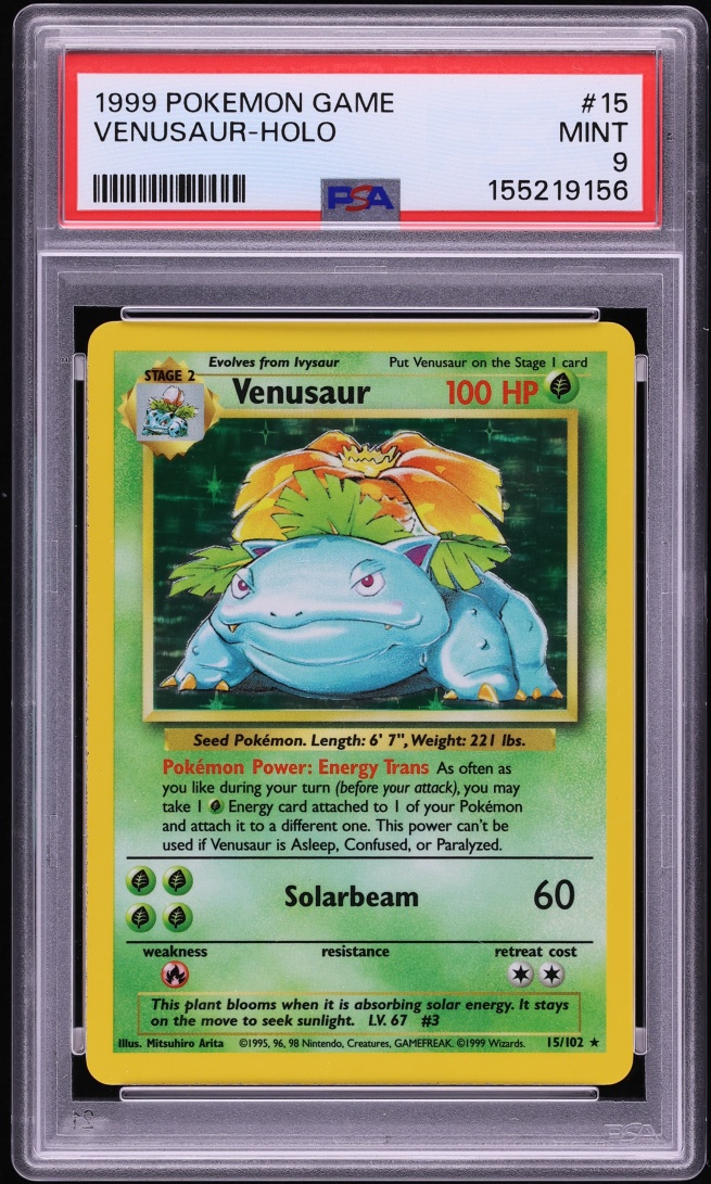 1999 Pokemon Base Set Holo Venusaur #15 PSA 9 MINT