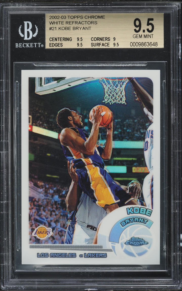2002 Topps Chrome Refractor White Border Kobe Bryant /249 #21 BGS 9.5 GEM MINT
