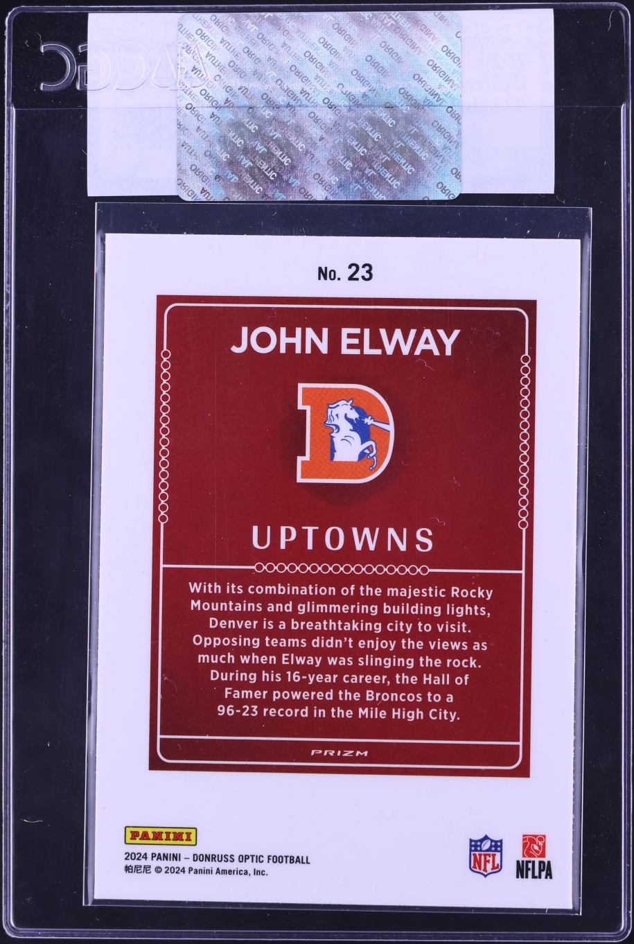2024 Donruss Optic Uptowns Prizm John Elway #23 CGC AUTH