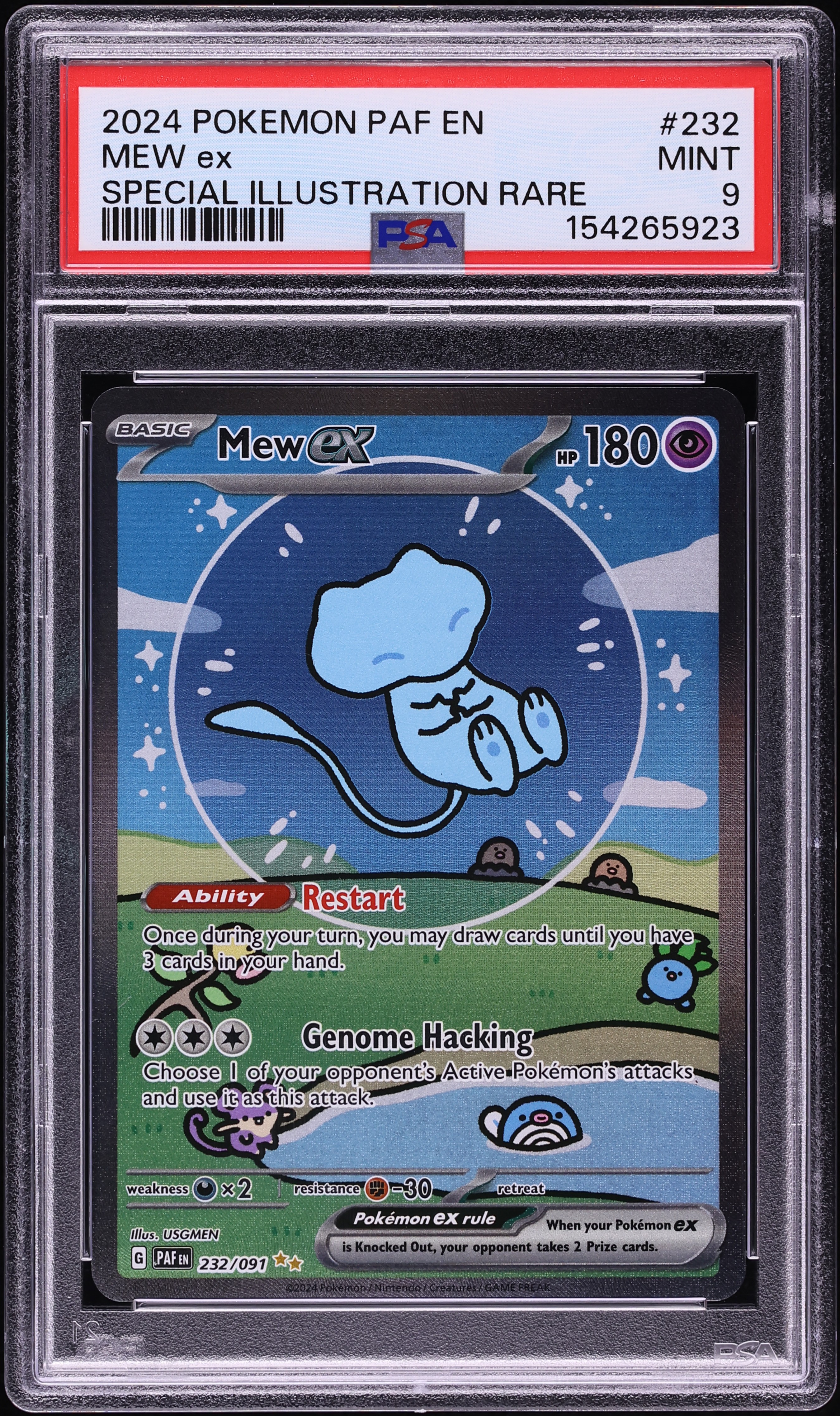 2024 Pokemon Scarlet & Violet Paldean Fates SIR Shiny Mew ex #232 PSA 9 MINT