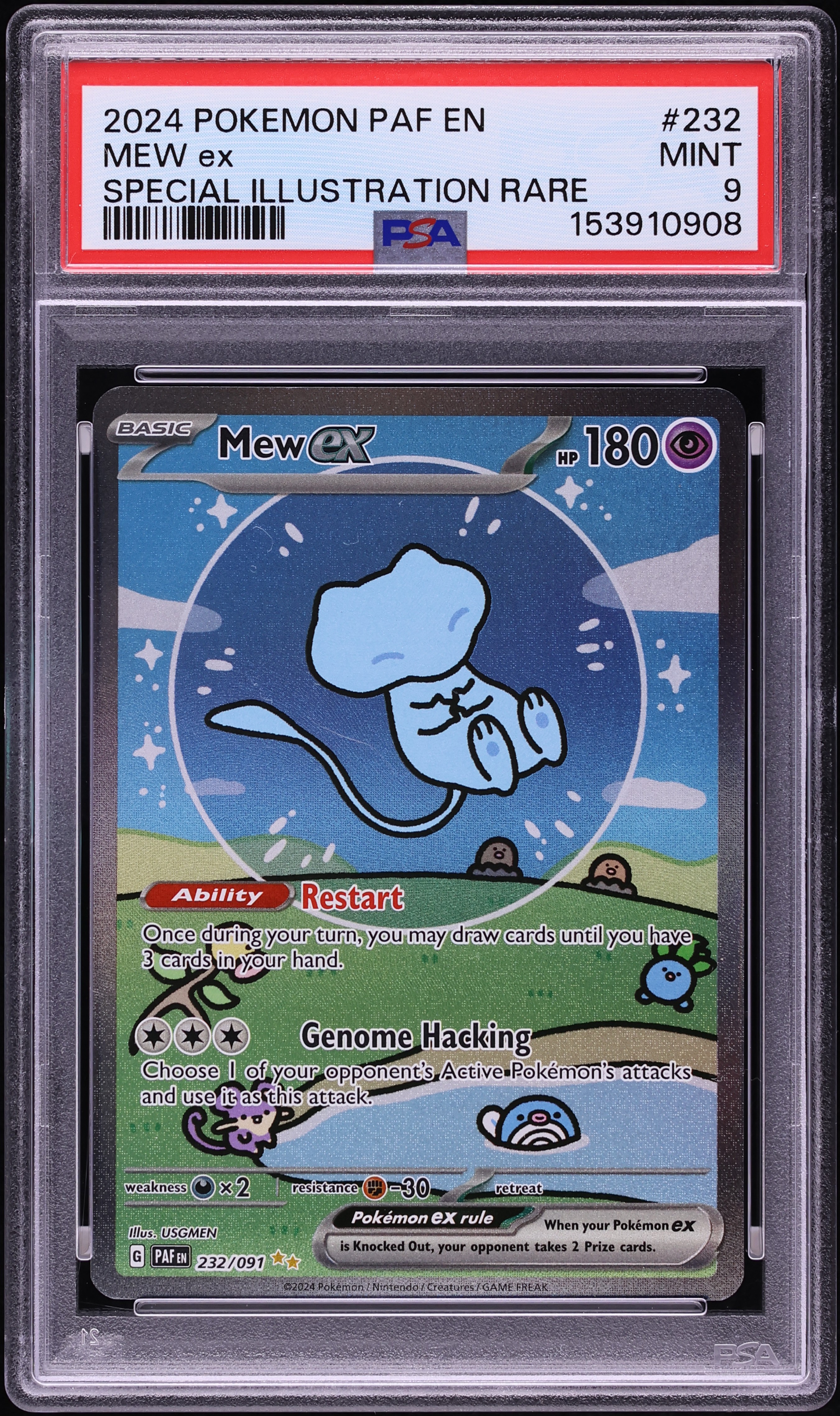 2024 Pokemon Scarlet & Violet Paldean Fates SIR Shiny Mew ex #232 PSA 9 MINT