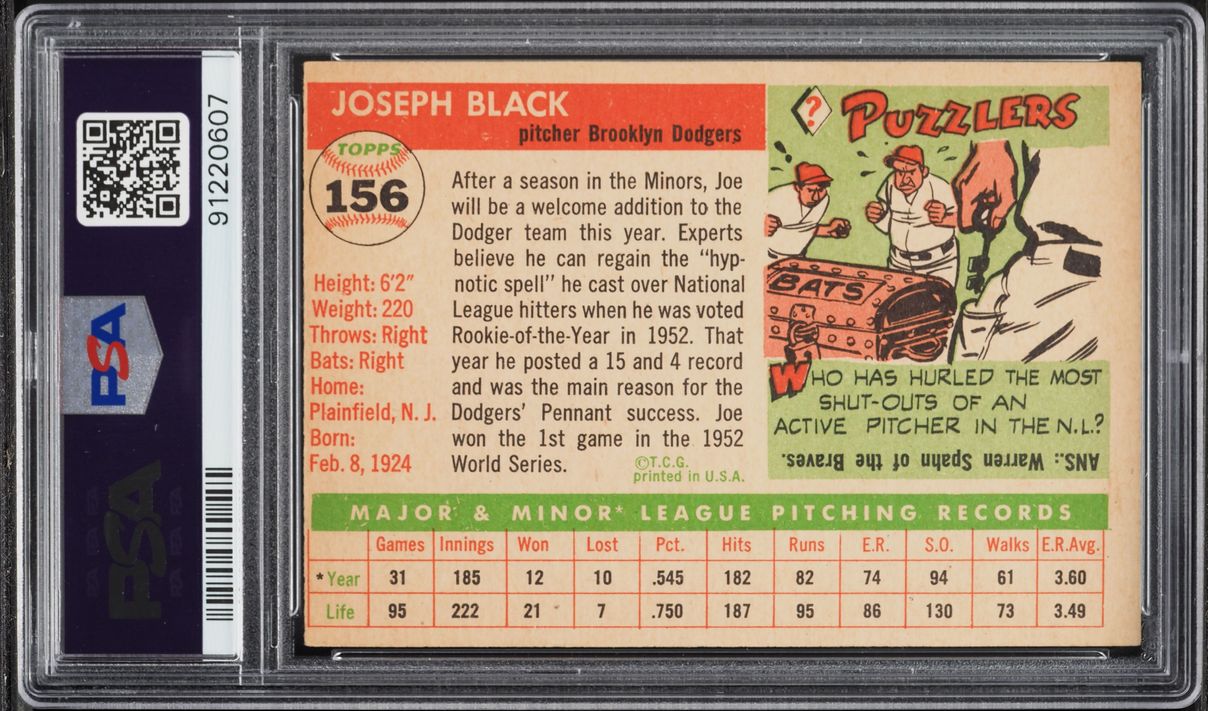 1955 Topps Joe Black #156 PSA 4 VGEX