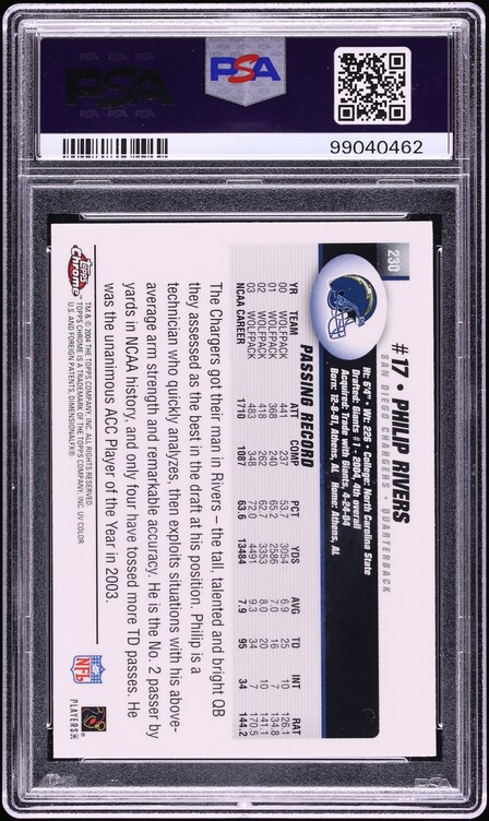 2004 Topps Chrome Philip Rivers ROOKIE #230 PSA 9 MINT