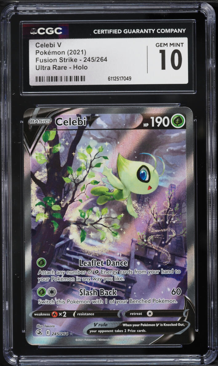 2021 Pokemon Sword & Shield Fusion Strike Alt Art Celebi V #245 CGC 10 GEM MINT