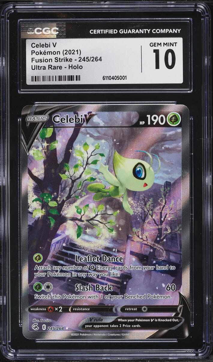 2021 Pokemon Sword & Shield Fusion Strike Alt Art Celebi V #245 CGC 10 GEM MINT