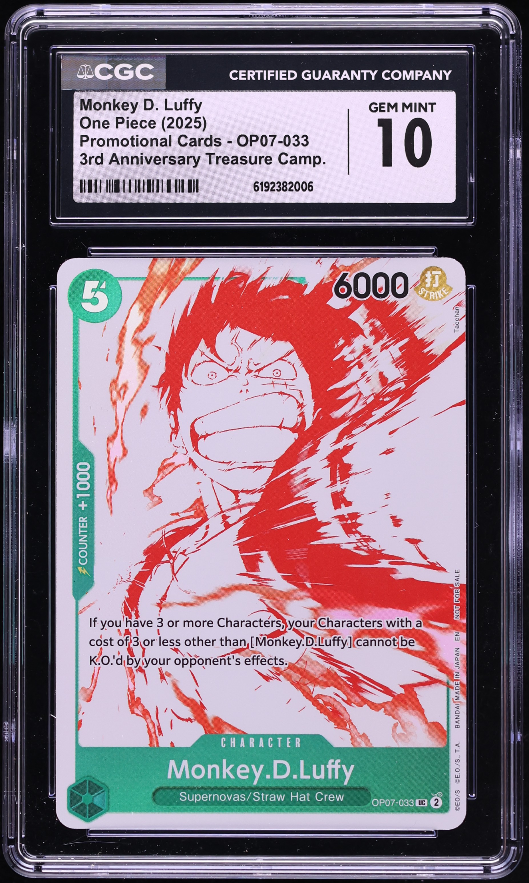 2025 One Piece Promo 3rd Anniversary Treasure Monkey D. Luffy #OP07-033 CGC 10 GEM MINT