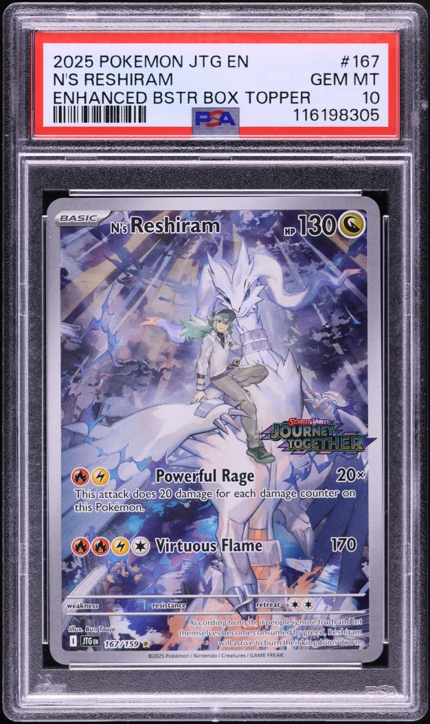 2025 Pokemon Scarlet & Violet Journey Together Box Topper IR N's Reshiram #167 PSA 10 GEM MINT