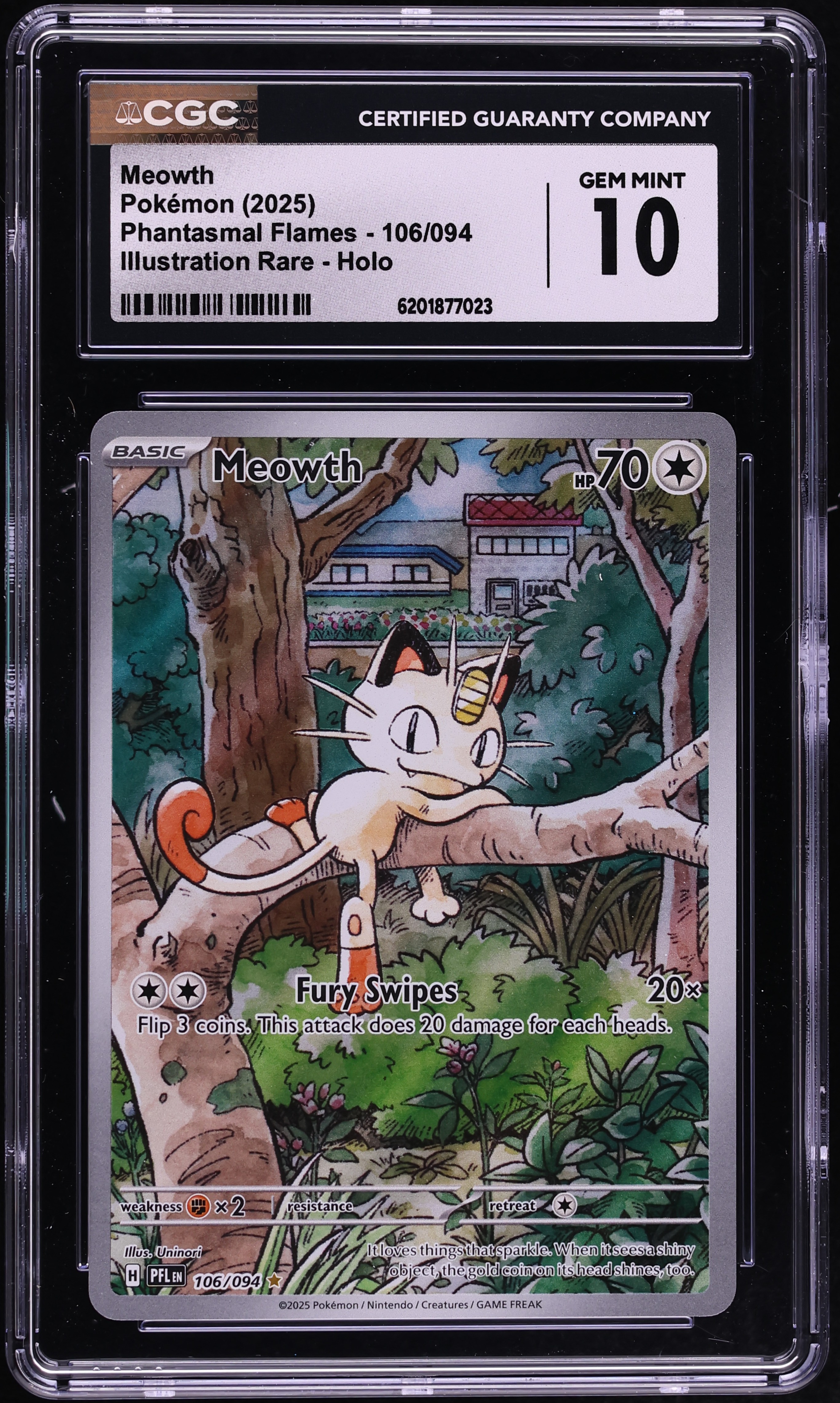 2025 Pokemon Mega Evolution Phantasmal Flames IR Meowth #106 CGC 10 GEM MINT