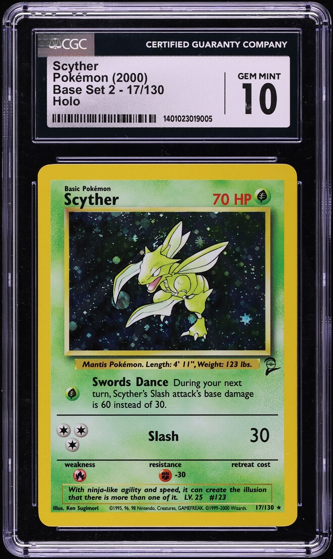 2000 Pokemon Base Set 2 Holo Scyther #17 CGC 10 GEM MINT