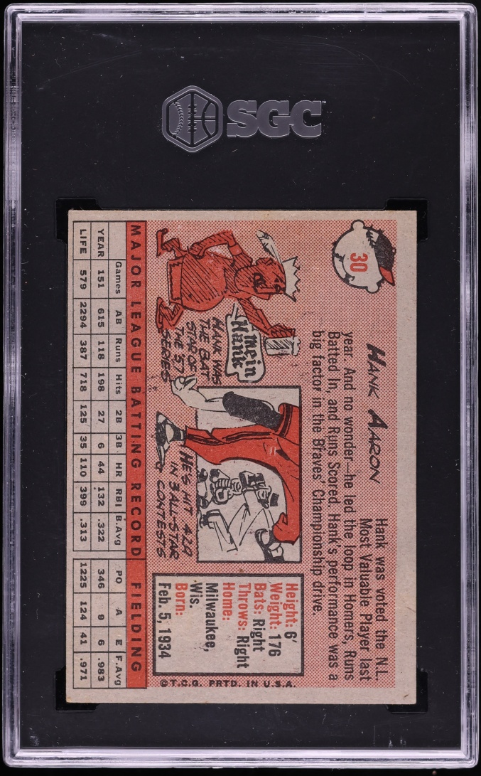 1958 Topps Hank Aaron #30 SGC 4 VGEX