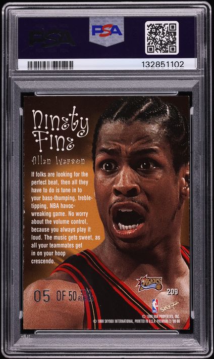 1998 Skybox Premium Star Rubies Allen Iverson /50 #209 PSA 6.5 EXMT+