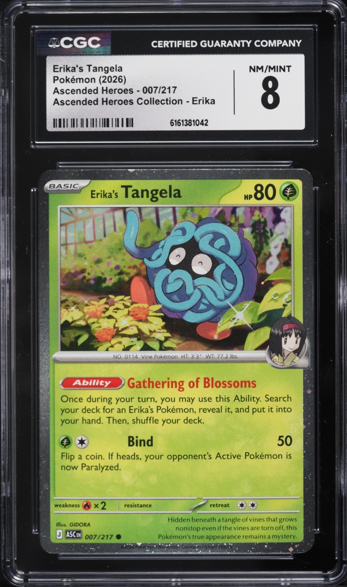 2026 Pokemon Mega Evolution Ascended Heroes Collection Erika's Tangela #007 CGC 8 NM-MT
