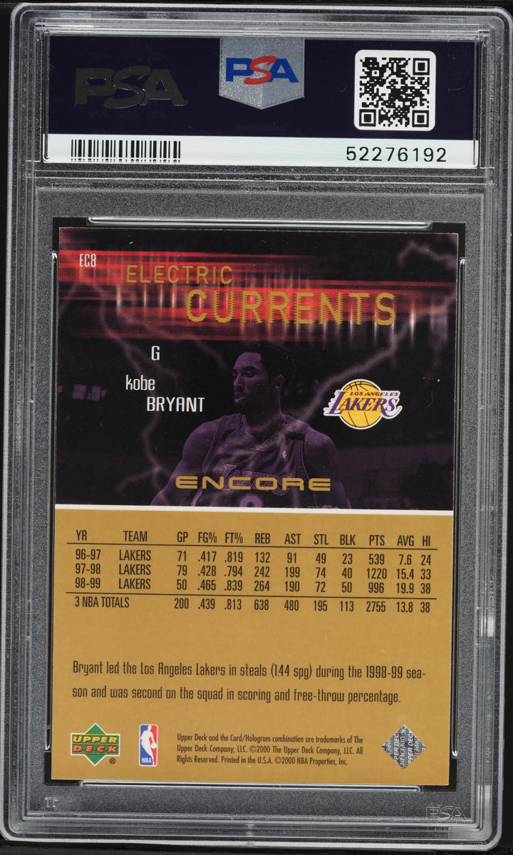 1999 Upper Deck Encore Electric Currents Kobe Bryant #EC8 PSA 8 NM-MT
