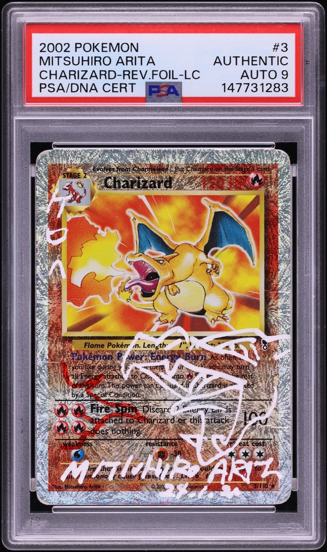 2002 Pokemon Legendary Collection Reverse Holo Charizard Mitsuhiro Arita AUTO DNA 9 #3 PSA AUTH