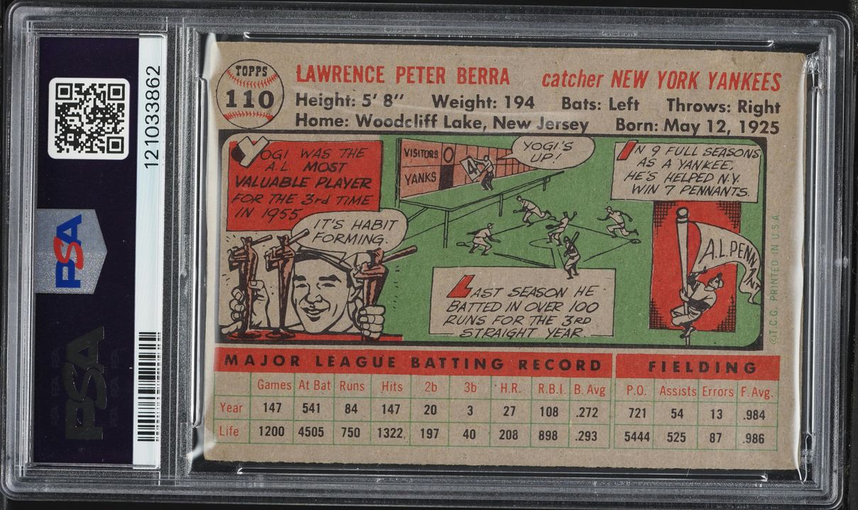 1956 Topps Yogi Berra #110 PSA 3 VG