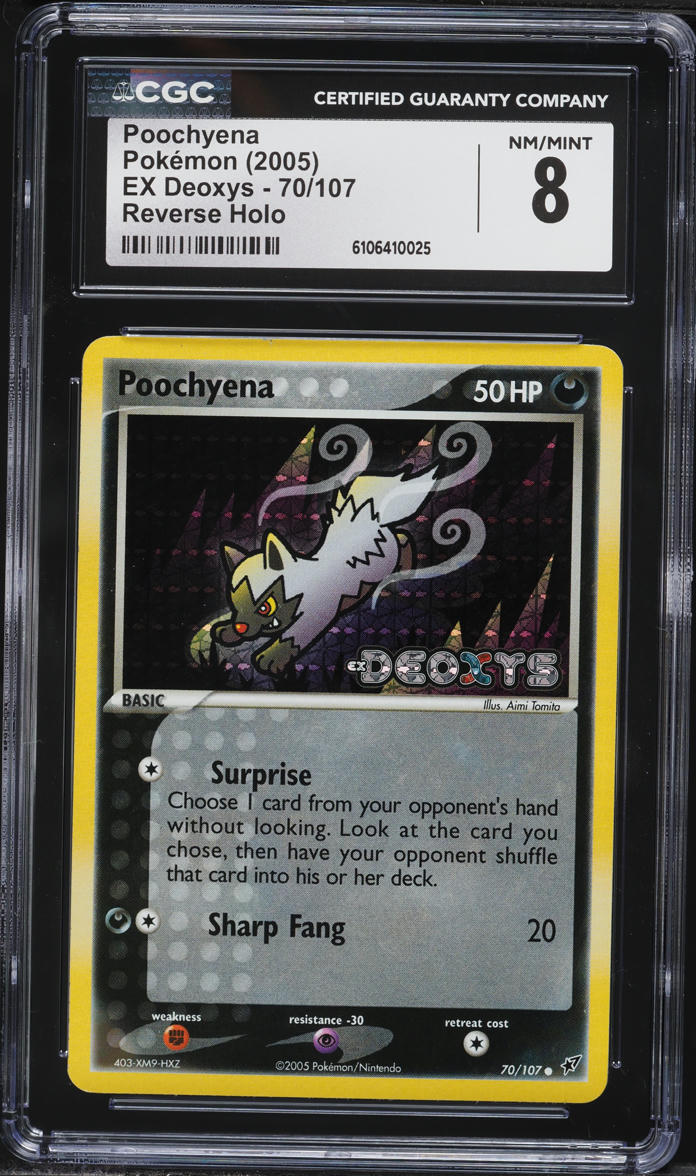 2005 Pokemon EX Deoxys Reverse Holo Poochyena #70 CGC 8 NM-MT