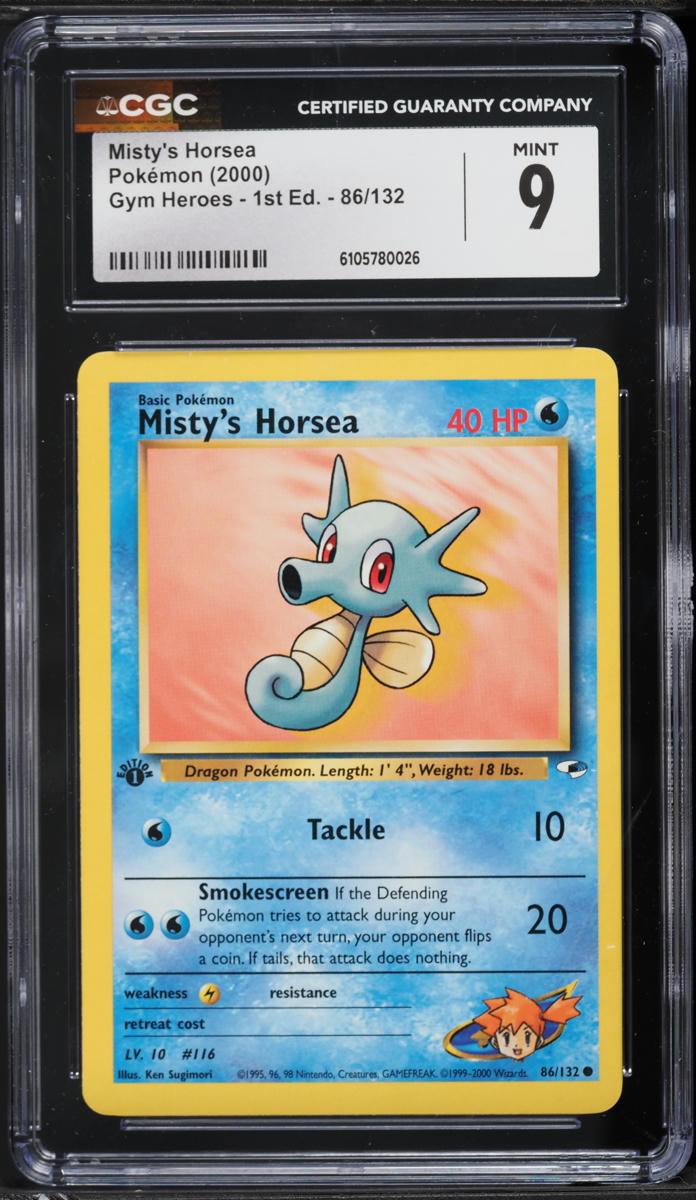 2000 Pokemon Gym Heroes 1st Edition Misty's Horsea #86 CGC 9 MINT
