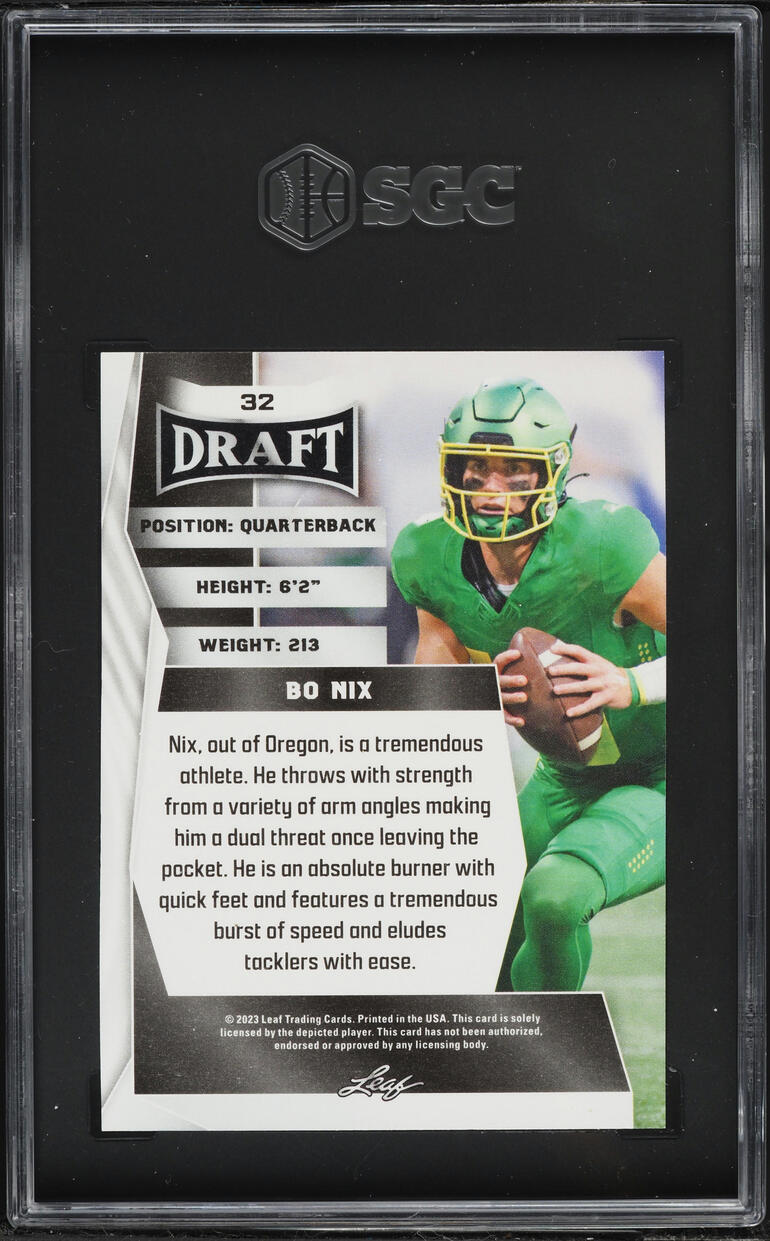2023 Leaf Draft Bo Nix ROOKIE #32 SGC 9 MINT