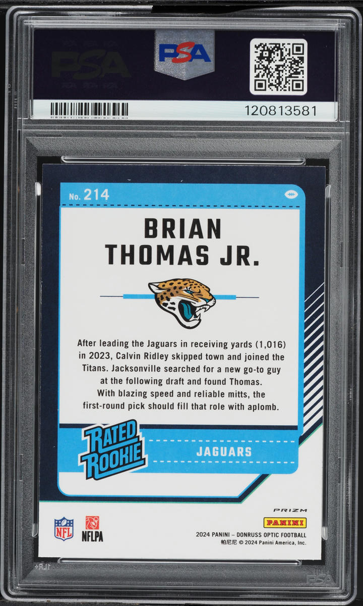 2024 Donruss Optic Stars Brian Thomas Jr. ROOKIE #214 PSA 10 GEM MINT