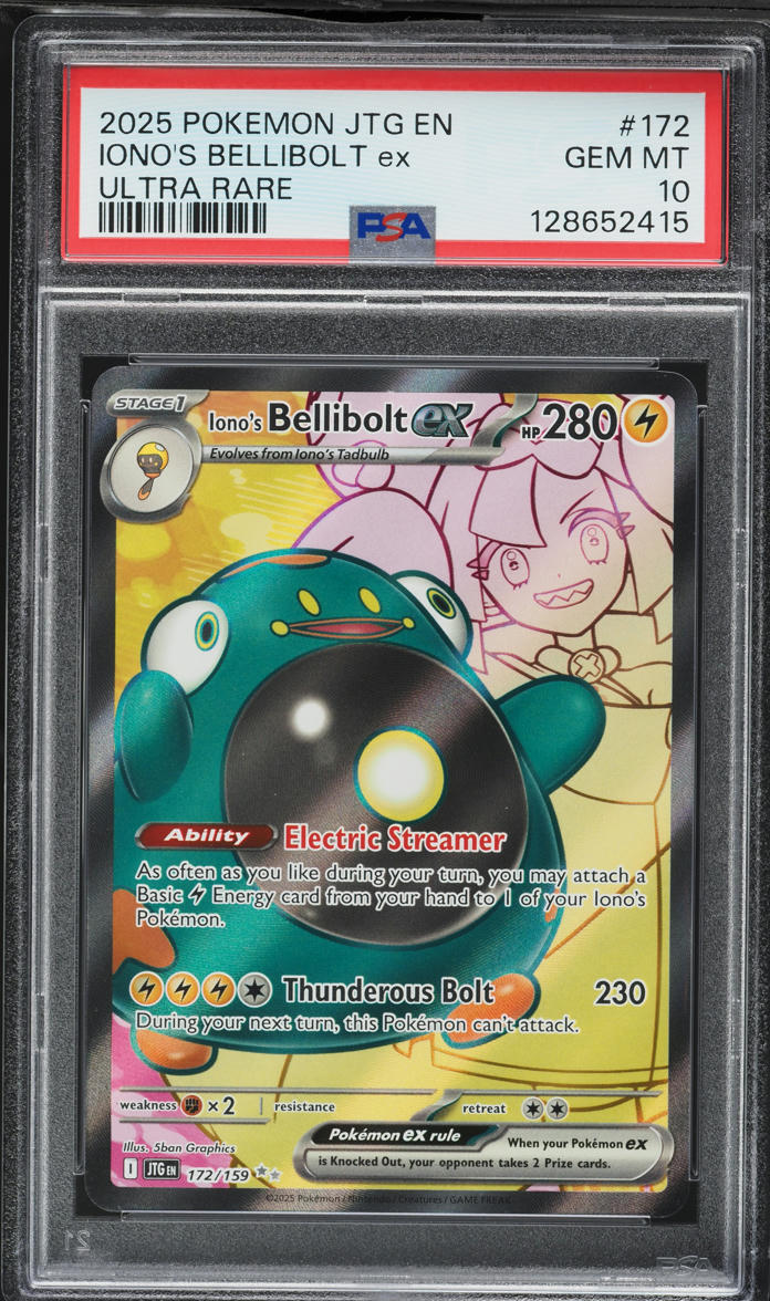 2025 Pokemon Scarlet & Violet Journey Together Full Art Iono's Bellibolt Ex #172 PSA 10 GEM