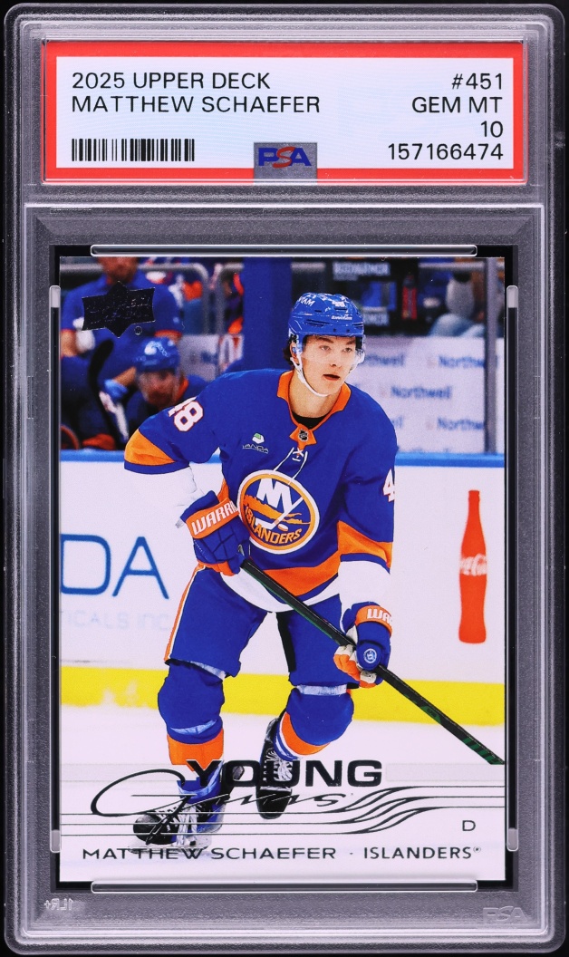 2025 Upper Deck Young Guns Matthew Schaefer ROOKIE #451 PSA 10 GEM MINT