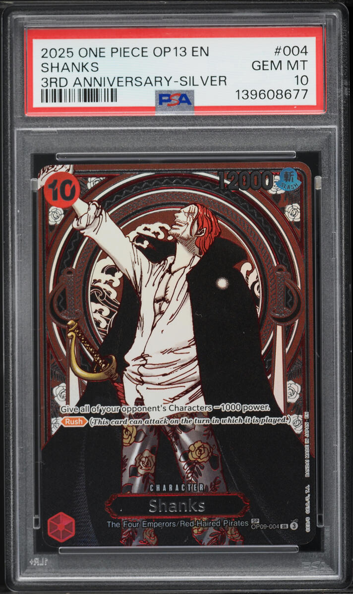 2025 One Piece Carrying On His Will 3rd Anniversary Silver Shanks #004 PSA 10 GEM MINT