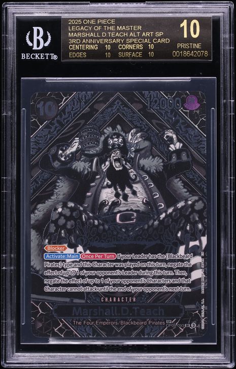 2025 One Piece Legacy Of Master 3rd Anniversary Alt Art Marshall D. Teach BGS 10 BLACK LABEL