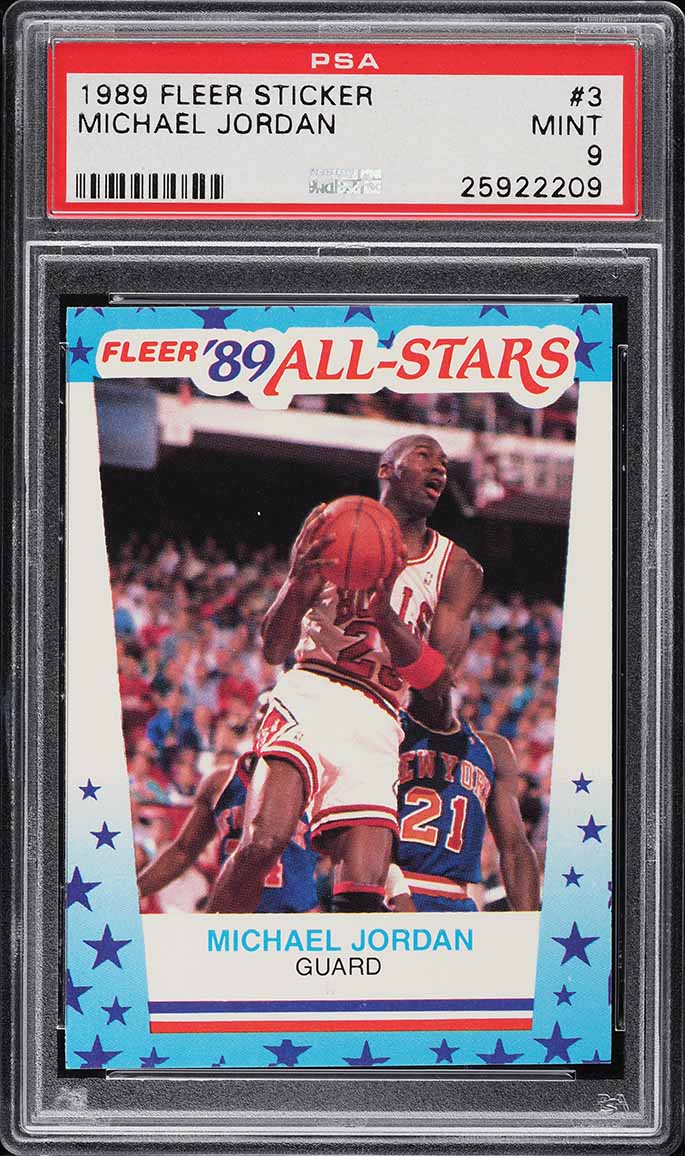 1989 Fleer Sticker Michael Jordan #3 PSA 9 MINT - Photo 1