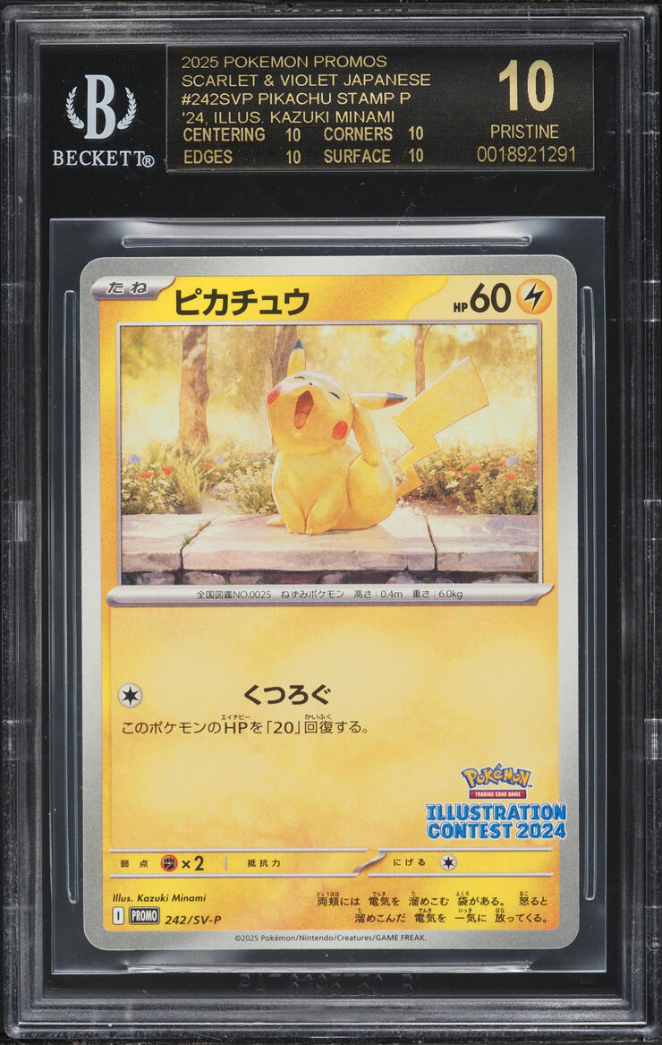 2025 Pokemon Japanese Scarlet & Violet Promos Illustration Pikachu #242SVP BGS 10 BLACK LABEL