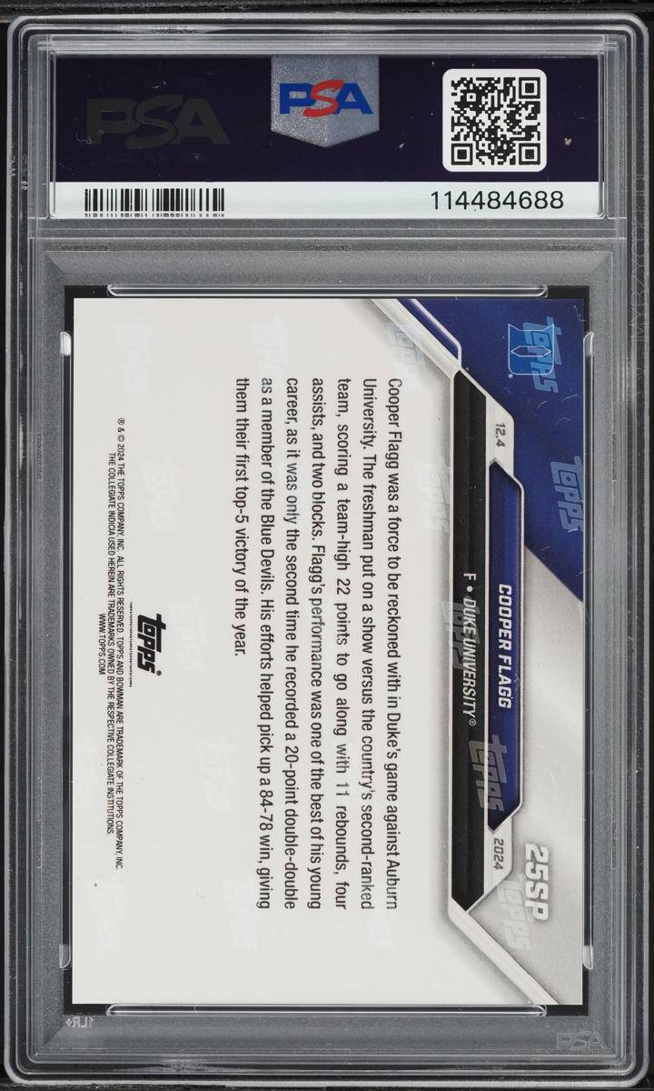 2024 Bowman University Now Cooper Flagg ROOKIE #25SP PSA 10 GEM MINT