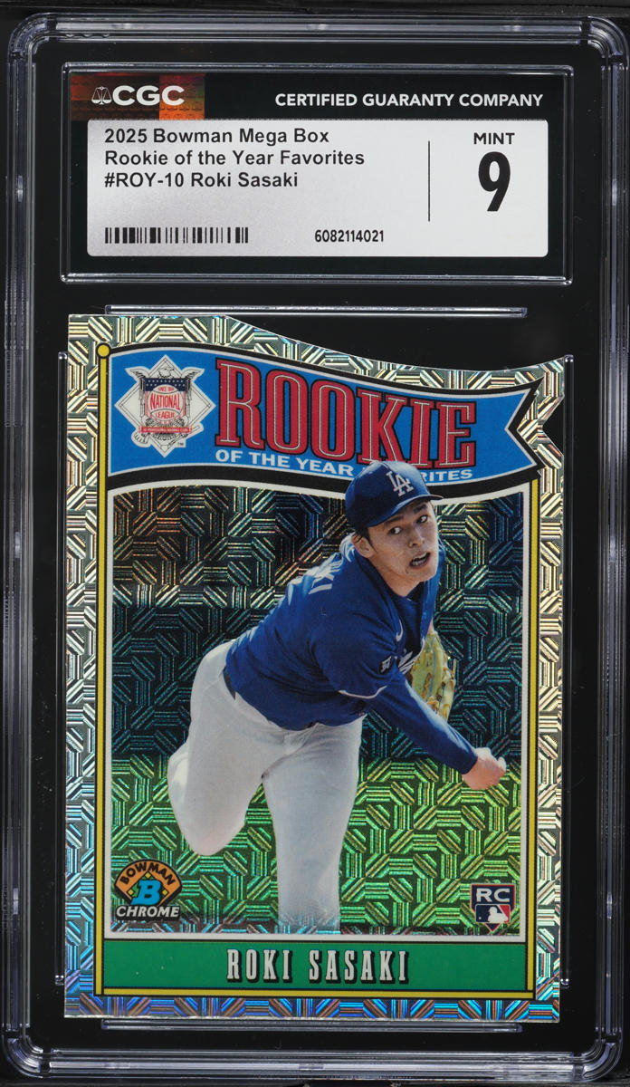 2025 Bowman Chrome Mega Box ROY Favorites Roki Sasaki ROOKIE #ROY-10 CGC 9 MINT