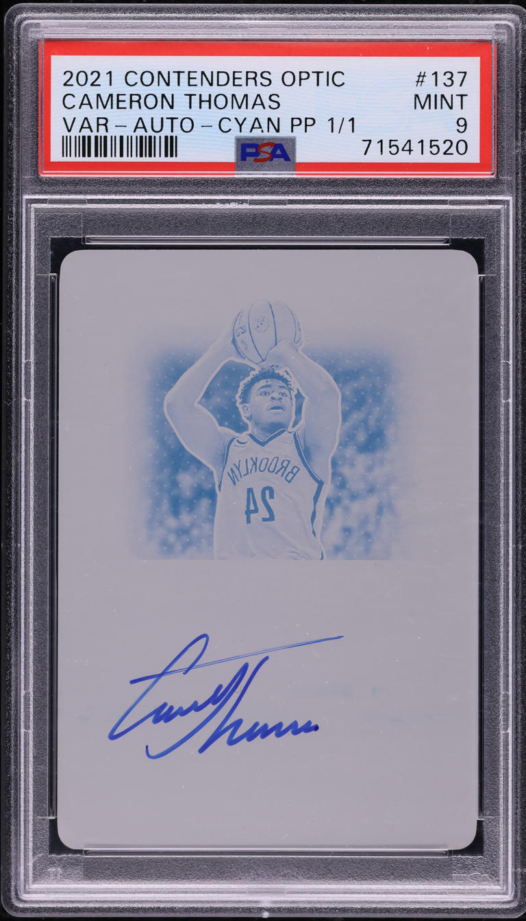 2021 Panini Contenders Optic Cyan Printing Plate Cameron Thomas ROOKIE ...