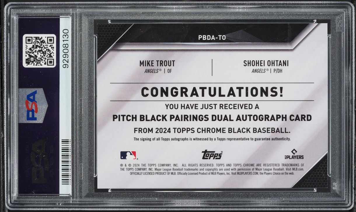 2024 Topps Chrome Black Pitch Pairings Mike Trout Shohei Ohtani AUTO /15 PSA 10
