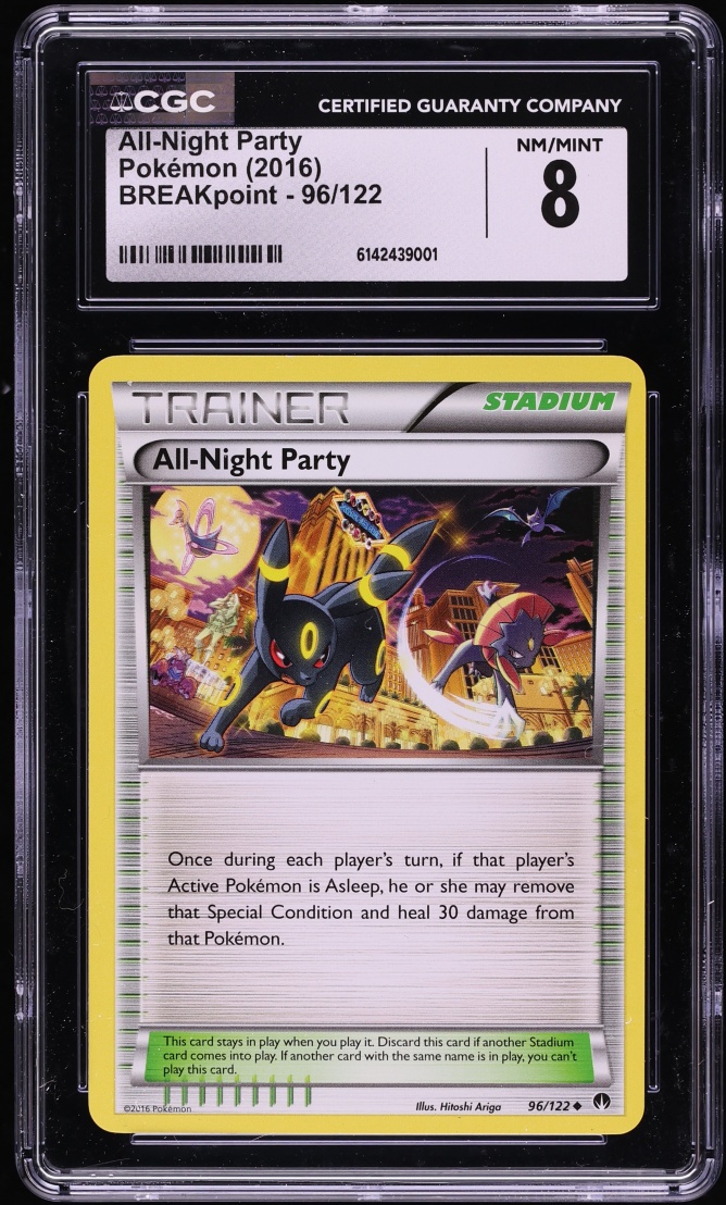 2016 Pokemon XY BREAKpoint Holo All-Night Party #96 CGC 8 NM-MT