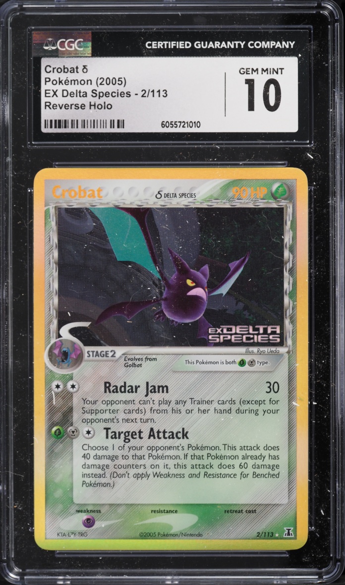 2005 Pokemon Ex Delta Species Reverse Holo Crobat #2 CGC 10 GEM MINT