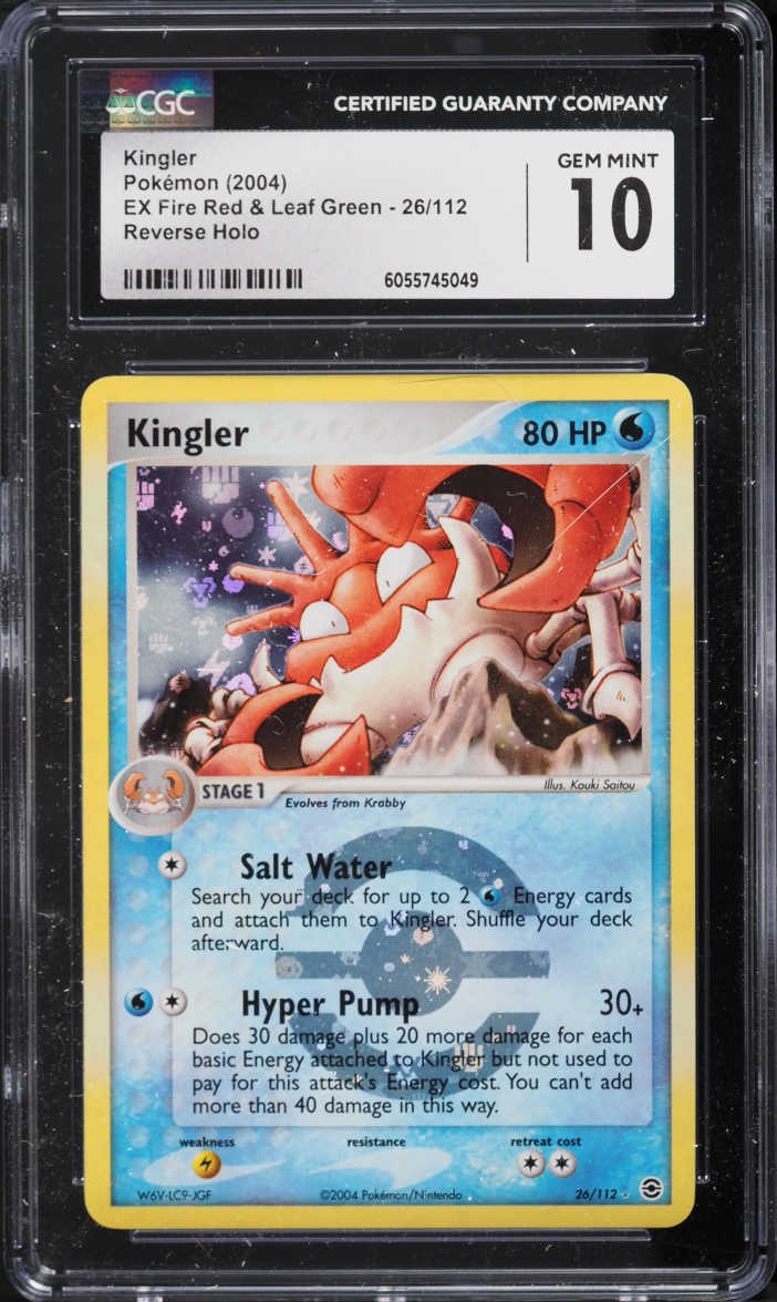 2004 Pokemon Ex Fire Red & Leaf Green Reverse Holo Kingler #26 CGC 10 GEM MINT