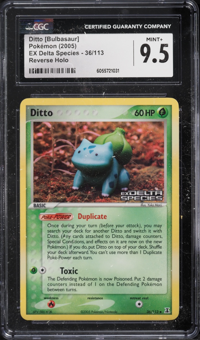 2005 Pokemon Ex Delta Species Reverse Holo Ditto Bulbasaur #36 CGC 9.5 MINT+