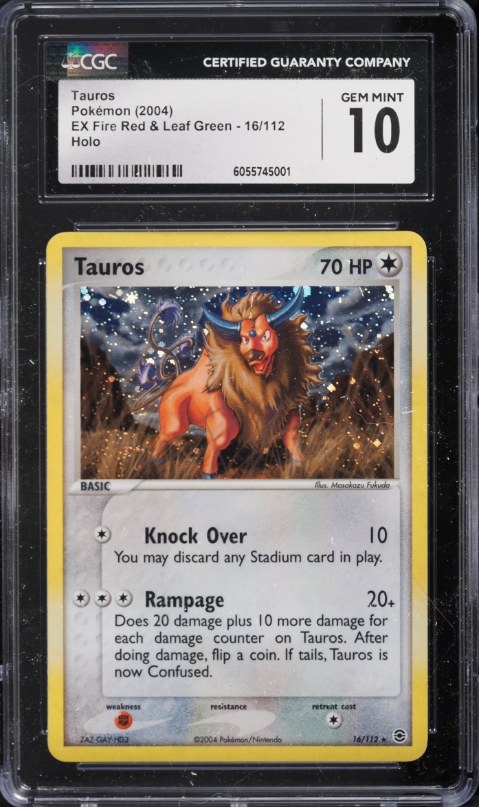 2004 Pokemon Ex Fire Red & Leaf Green Holo Tauros #16 CGC 10 GEM MINT