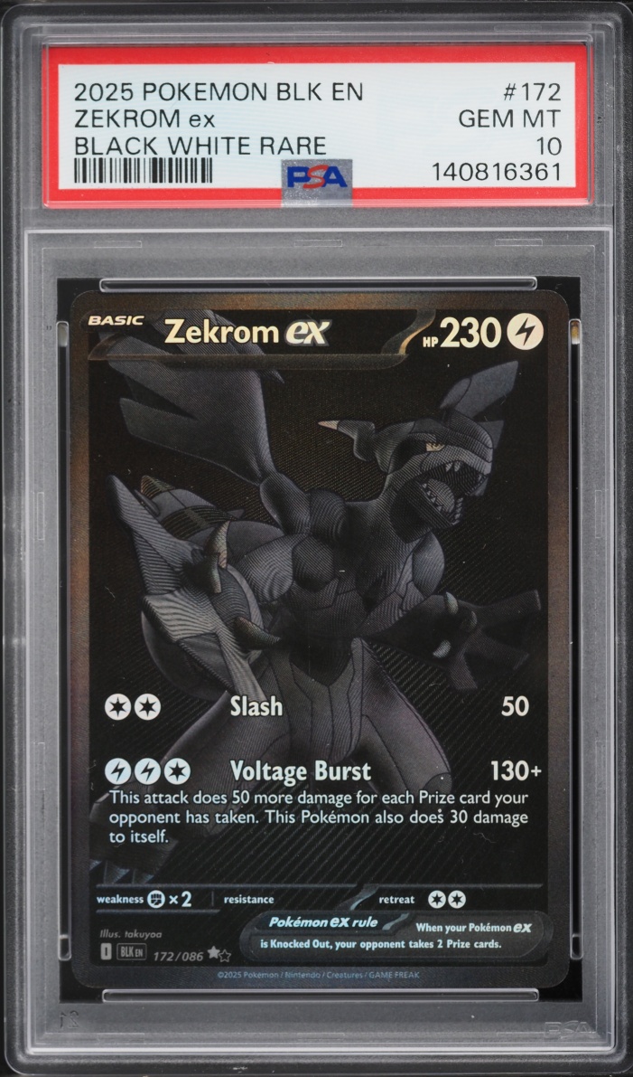 2025 Pokemon Scarlet & Violet Black Bolt BWR Zekrom EX #172 PSA 10 GEM MINT