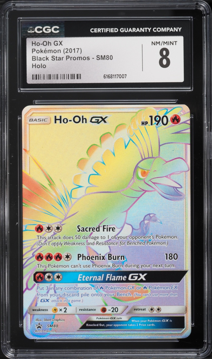 2017 Pokemon Sun & Moon Promo Rainbow Rare Ho-Oh Gx #SM80 CGC 8 NM-MT