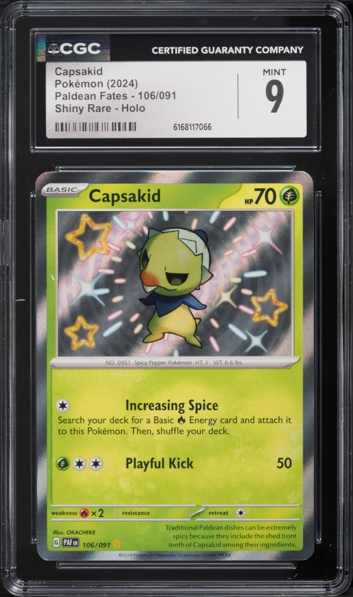 2024 Pokemon Scarlet & Violet Paldean Fates Shiny Capsakid #106 CGC 9 MINT