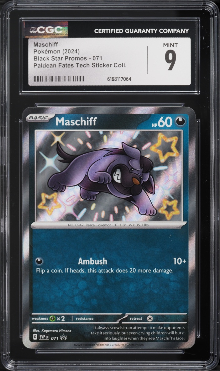 2024 Pokemon Scarlet & Violet Promo Paldean Fates Tech Sticker Maschiff #71 CGC 9 MINT