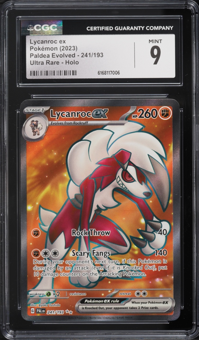2023 Pokemon Scarlet & Violet Paldea Evolved Full Art Lycanroc Ex #241 CGC 9 MINT