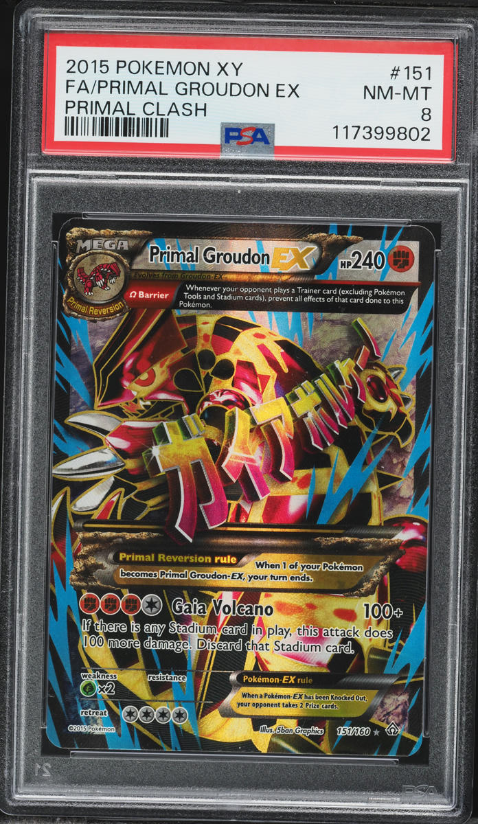 2015 Pokemon XY Primal Clash Full Art Primal Groudon EX #151 PSA 8 NM-MT