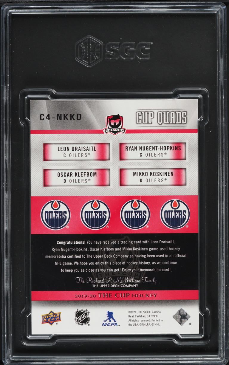 2019 UD The Cup Red Draisaitl Nugent-Hopkins Klefbom Koskinen PATCH 1/2 SGC 9.5