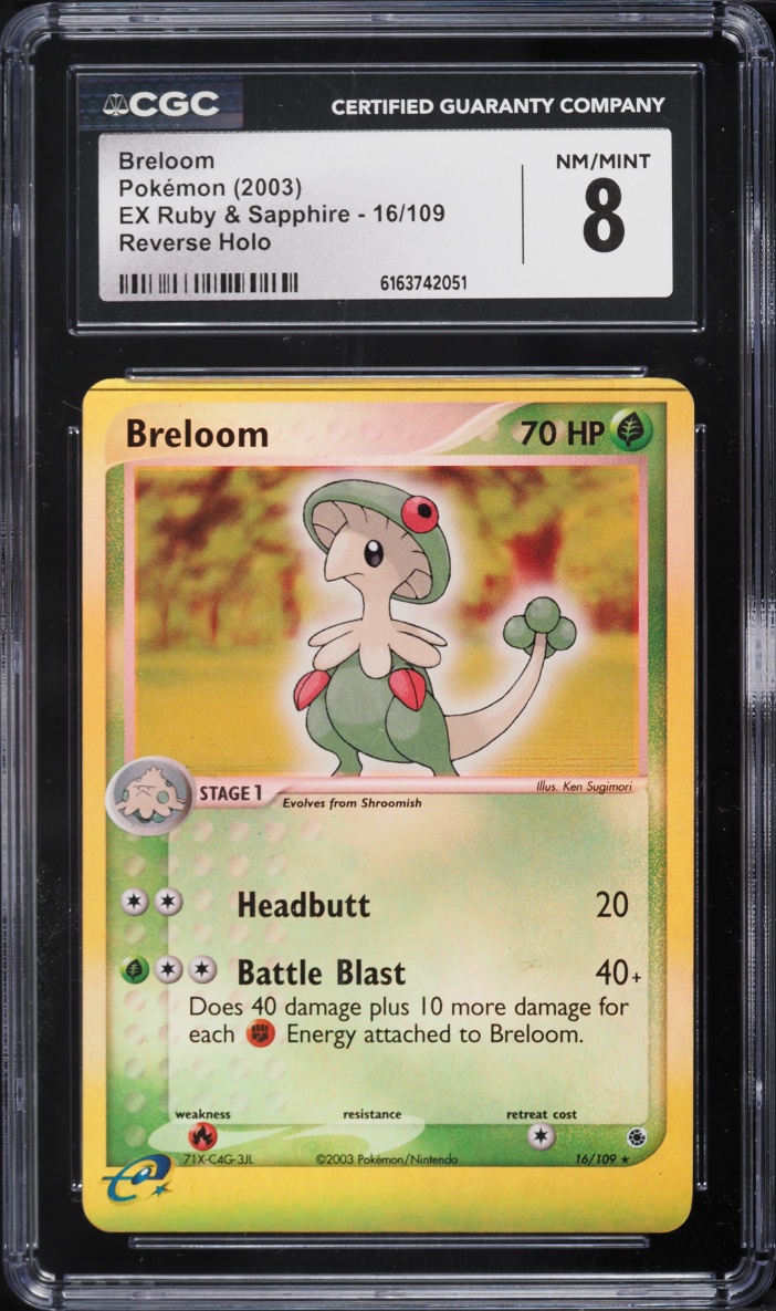 2003 Pokemon EX Ruby & Sapphire Reverse Holo Breloom #16 CGC 8 NM-MT