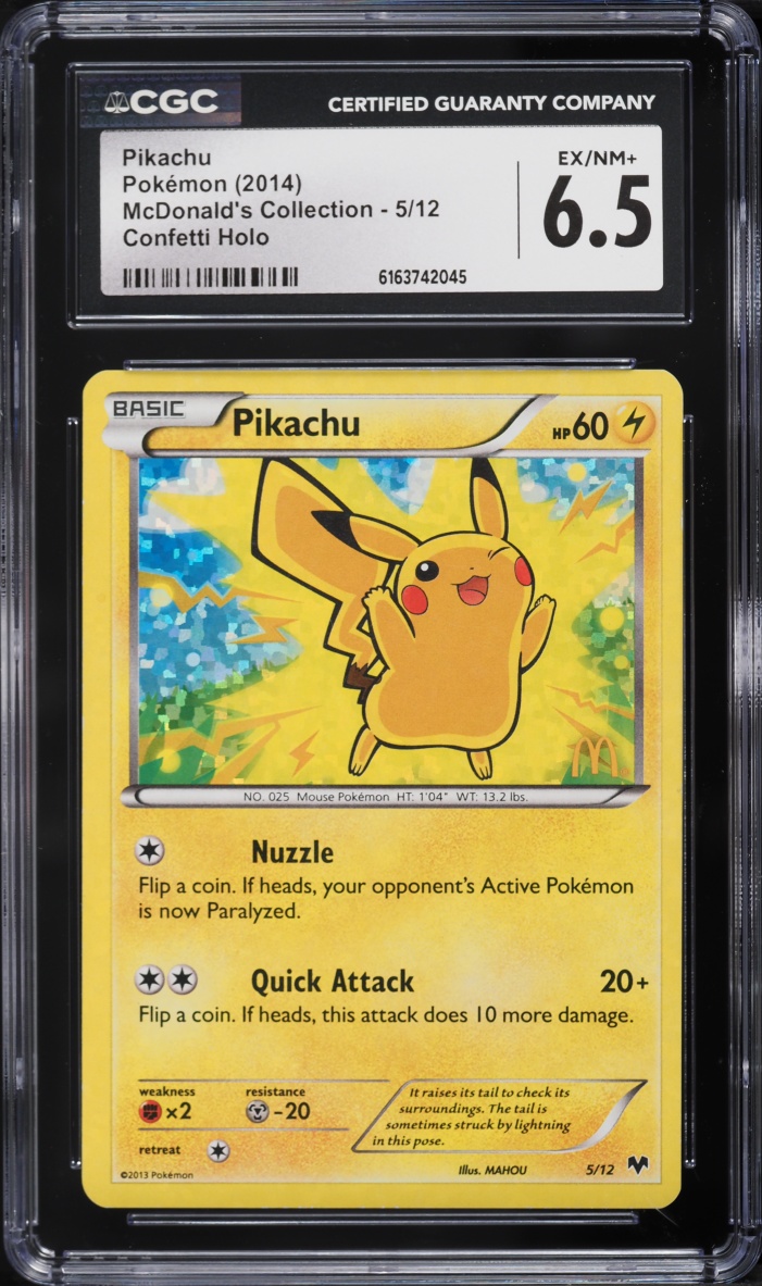 2014 Pokemon XY McDonald's Collection Confetti Holo Pikachu #5 CGC 6.5 EXMT+