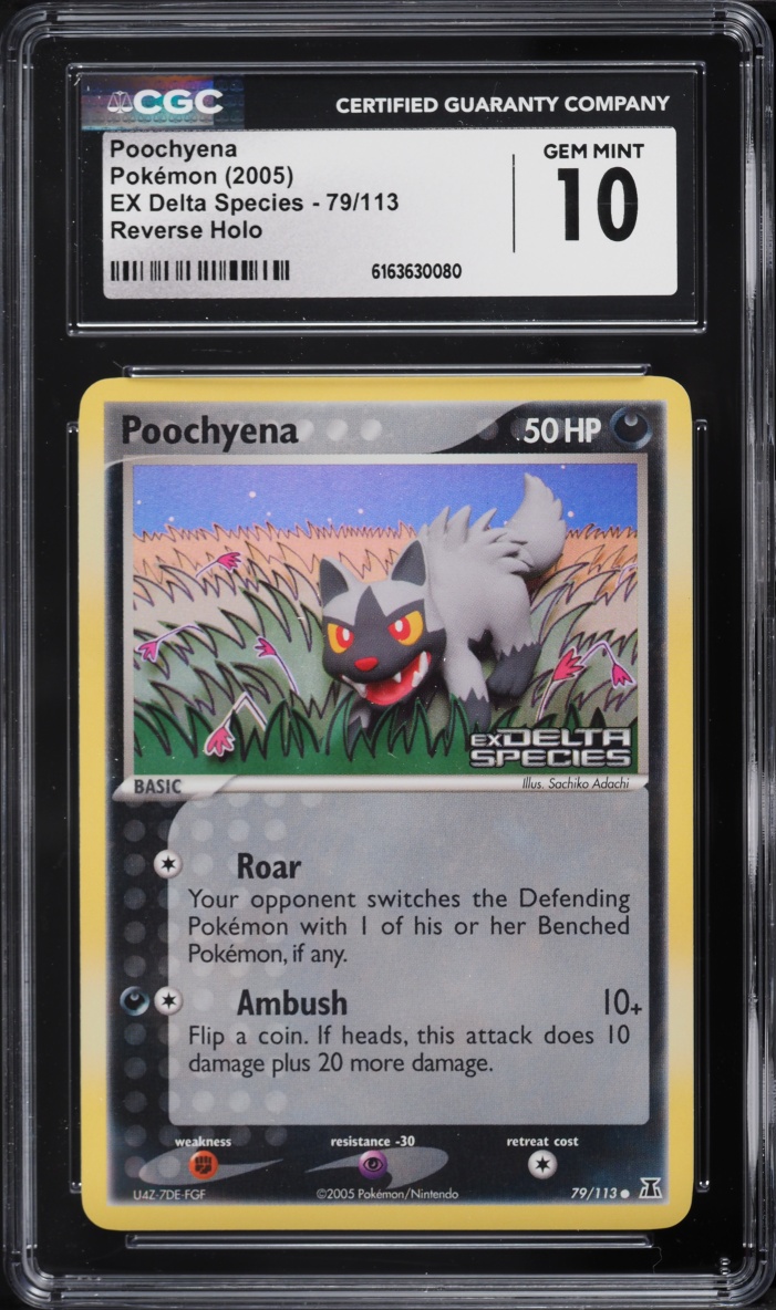 2005 Pokemon EX Delta Species Reverse Holo Poochyena #79 CGC 10 GEM MINT